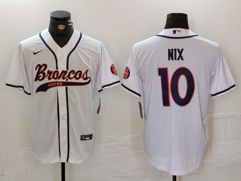 Men Denver Broncos 10 Nix White Joint Name 2024 Nike Limited NFL Jersey style 1